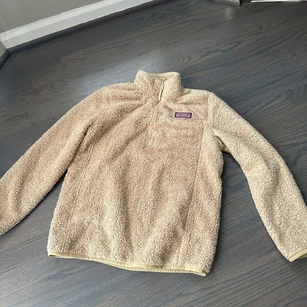Vineyard Vines Harbor Sherpa Fleece Tan 16 XL Kids zip Jacket